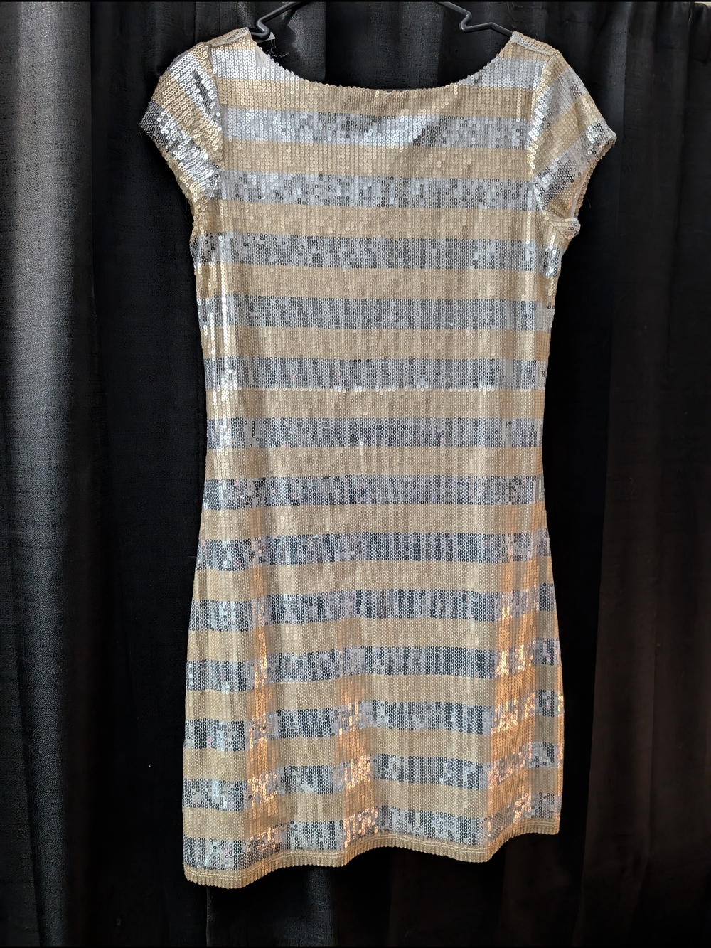 NWT Silver and Gold Sequin Short Sleeve Mini Dress